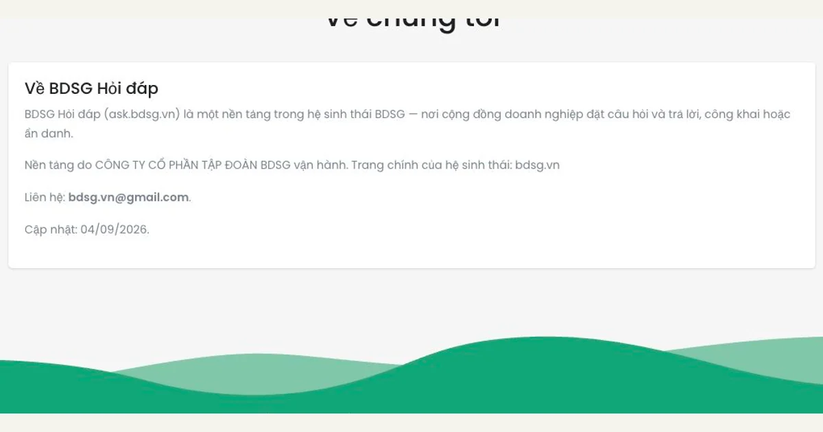 Thẻ giới thiệu công khai của BDSG Ask — ảnh chụp vùng nội dung đã cắt ngày 19/10/2026.