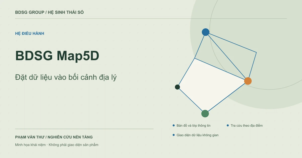 BDSG Map5D — Đặt dữ liệu vào bối cảnh địa lý. Minh họa khái niệm nguyên bản.