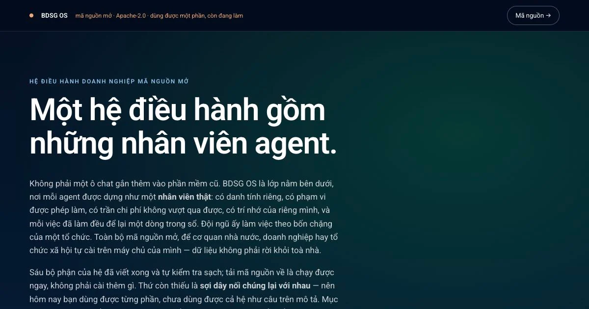 Giao diện website Open BDSG OS — ảnh chụp ngày 19/10/2026.