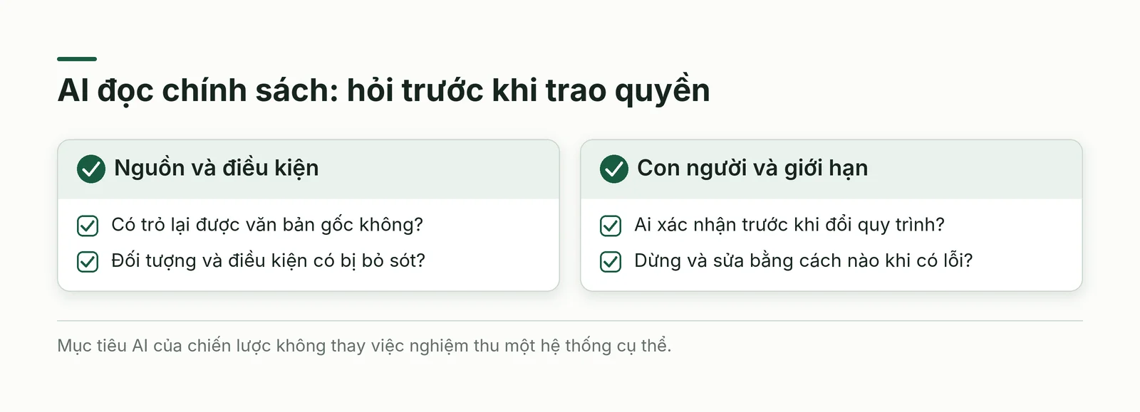 Điều kiện thử AI trước khi trao quyền hành động