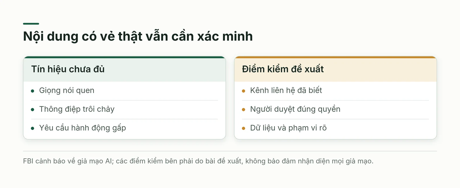 Kiểm chứng yêu cầu trong môi trường có giọng nói và nội dung giả mạo