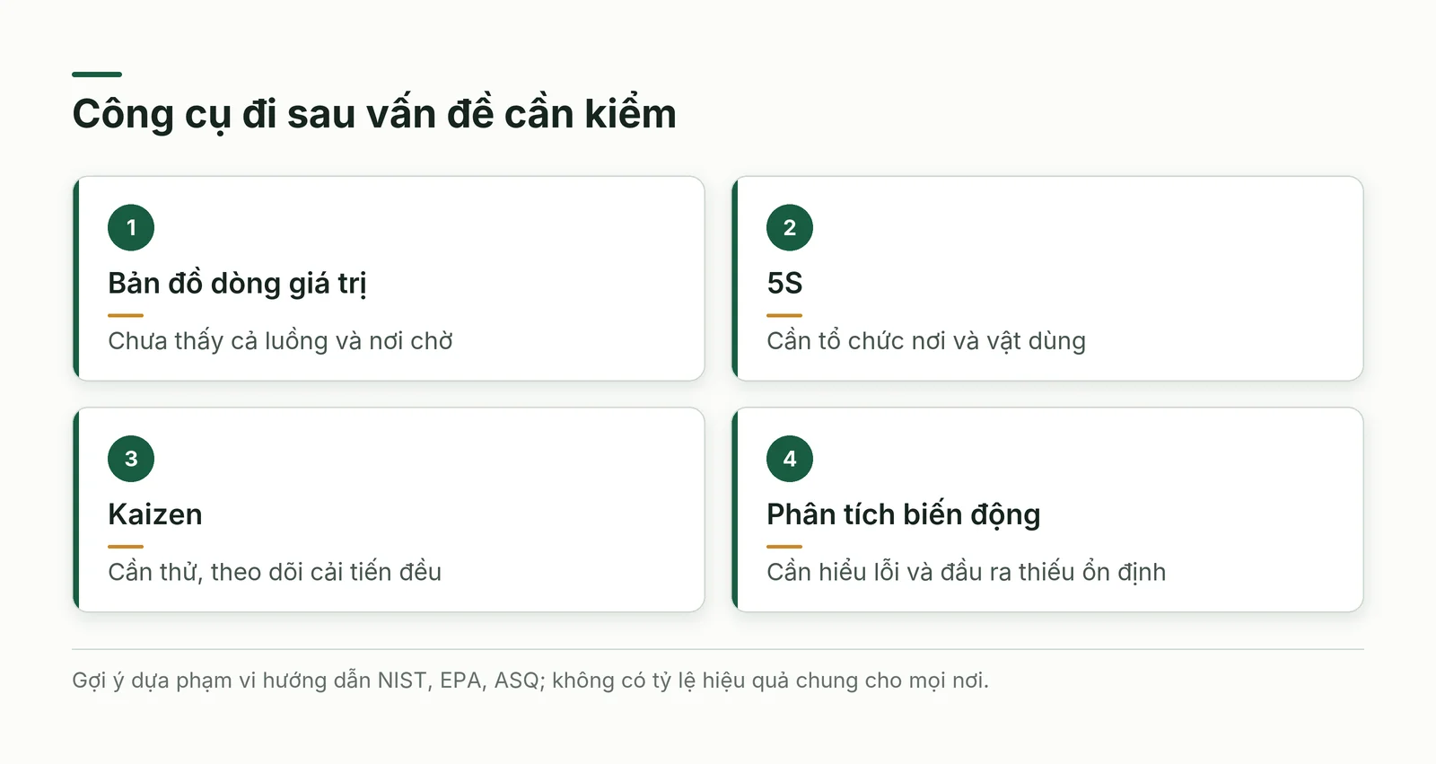 Chọn công cụ cải tiến theo vấn đề quan sát được