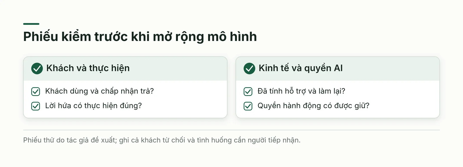 Bằng chứng để giữ, sửa hoặc dừng thử mô hình kinh doanh