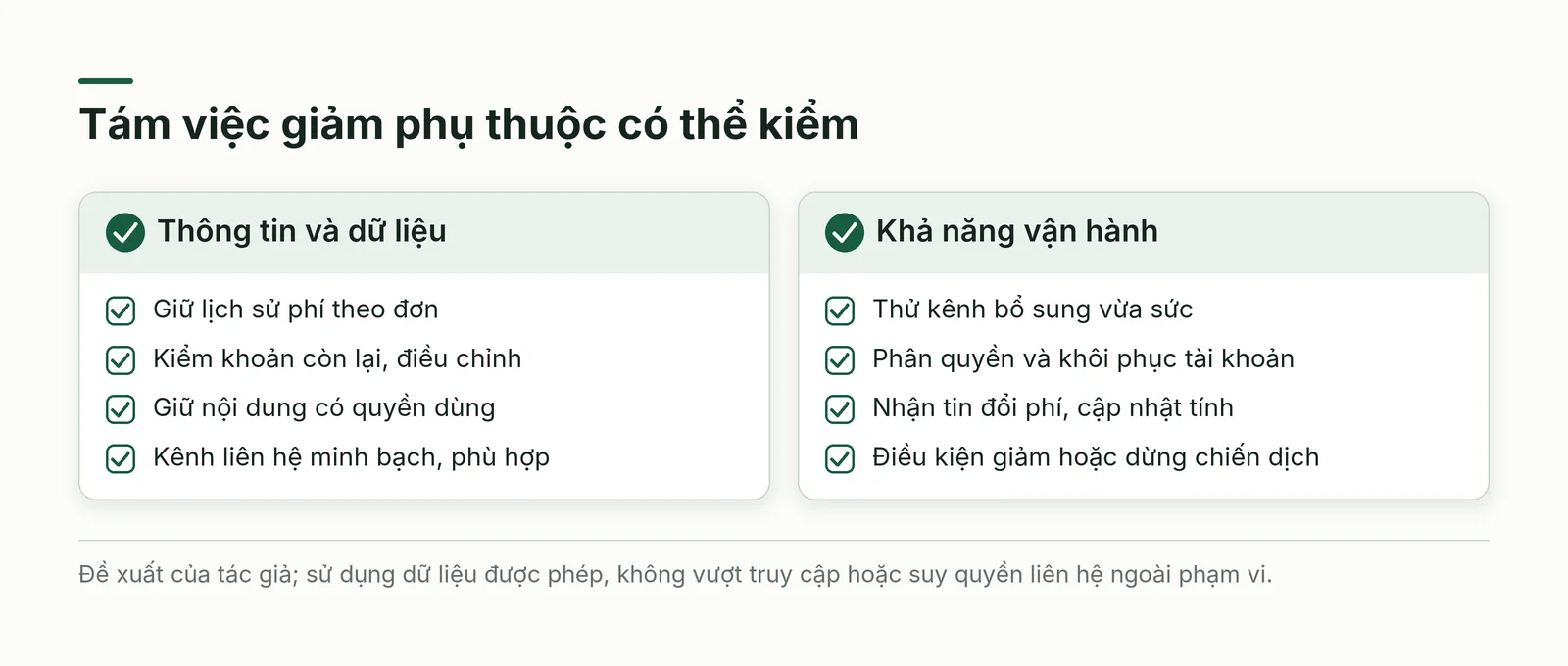 Tám việc giảm phụ thuộc sàn theo dữ liệu và vận hành