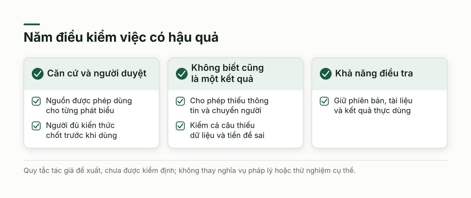 Năm điều kiểm việc có hậu quả trước khi dùng kết quả