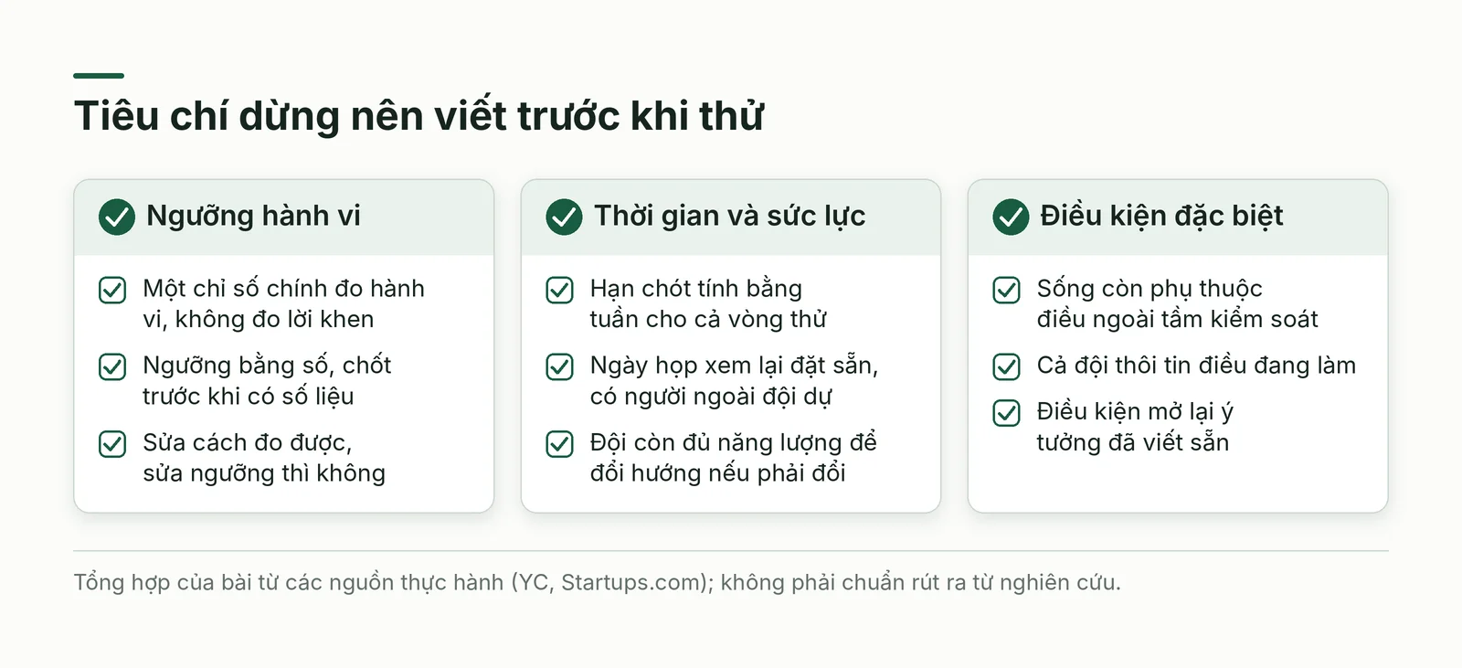Danh mục tiêu chí dừng