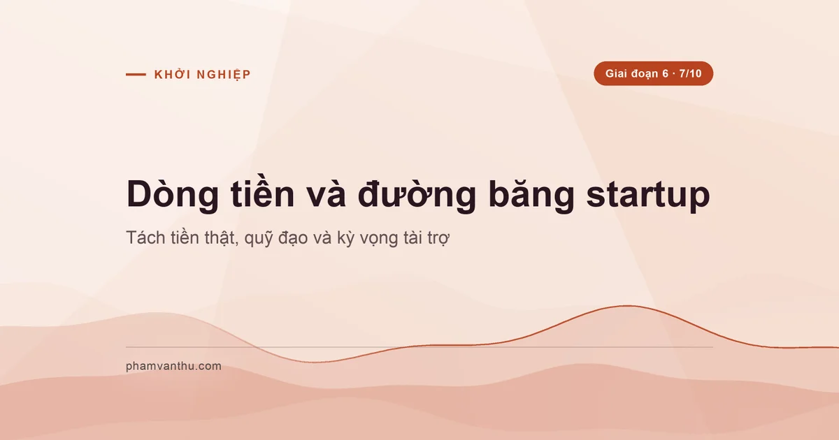 Ảnh bìa dòng tiền và đường băng startup