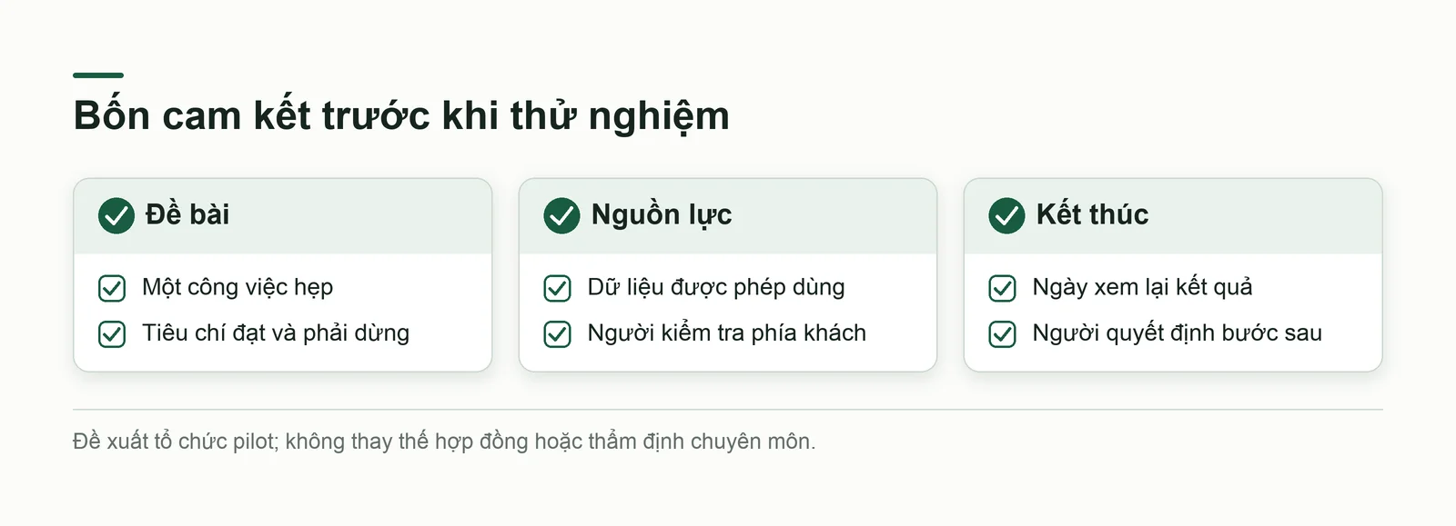Bốn cam kết khi chuyển từ demo sang pilot