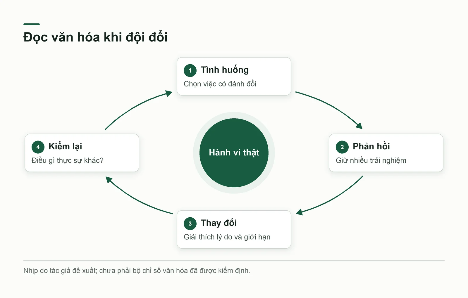 Vòng đọc văn hóa từ tình huống, phản hồi, thay đổi tới kiểm lại