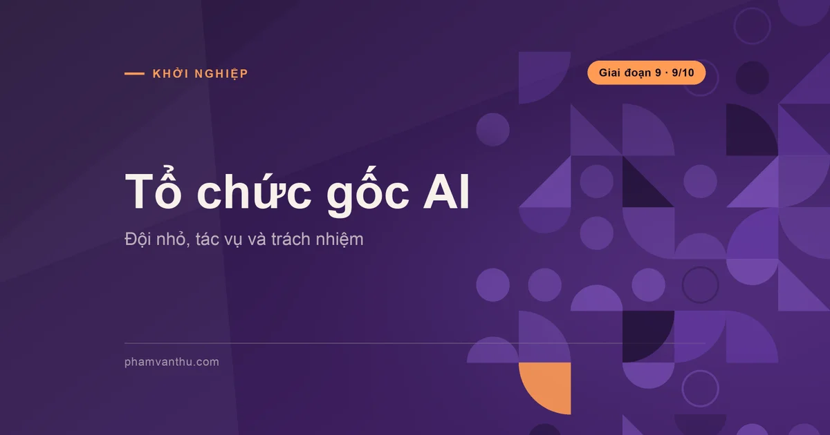 Bìa tổ chức gốc AI với đội nhỏ, tác vụ và trách nhiệm
