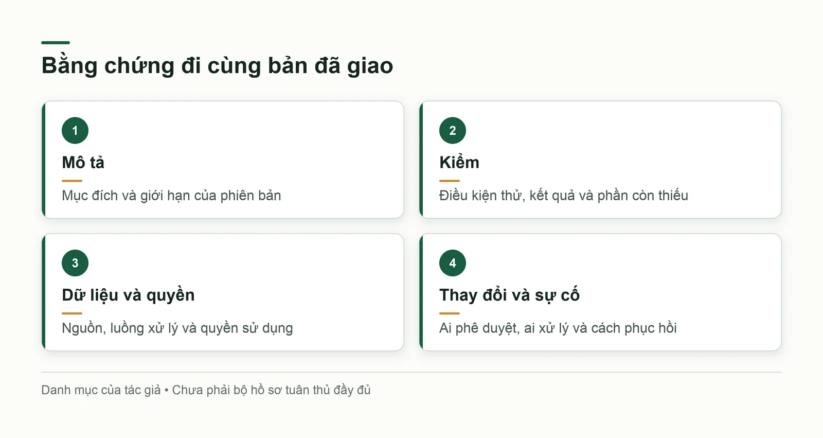 Bằng chứng cần giữ theo phiên bản giao khách