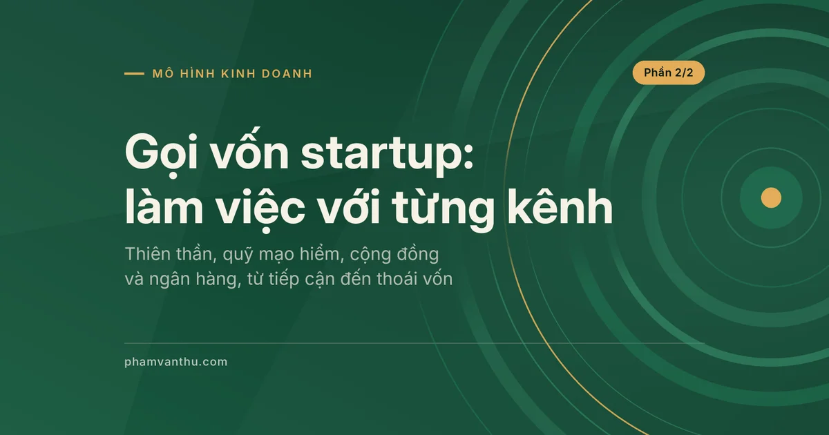 Ảnh đại diện bài gọi vốn cho startup phần 2: làm việc với thiên thần, quỹ mạo hiểm, cộng đồng và ngân hàng