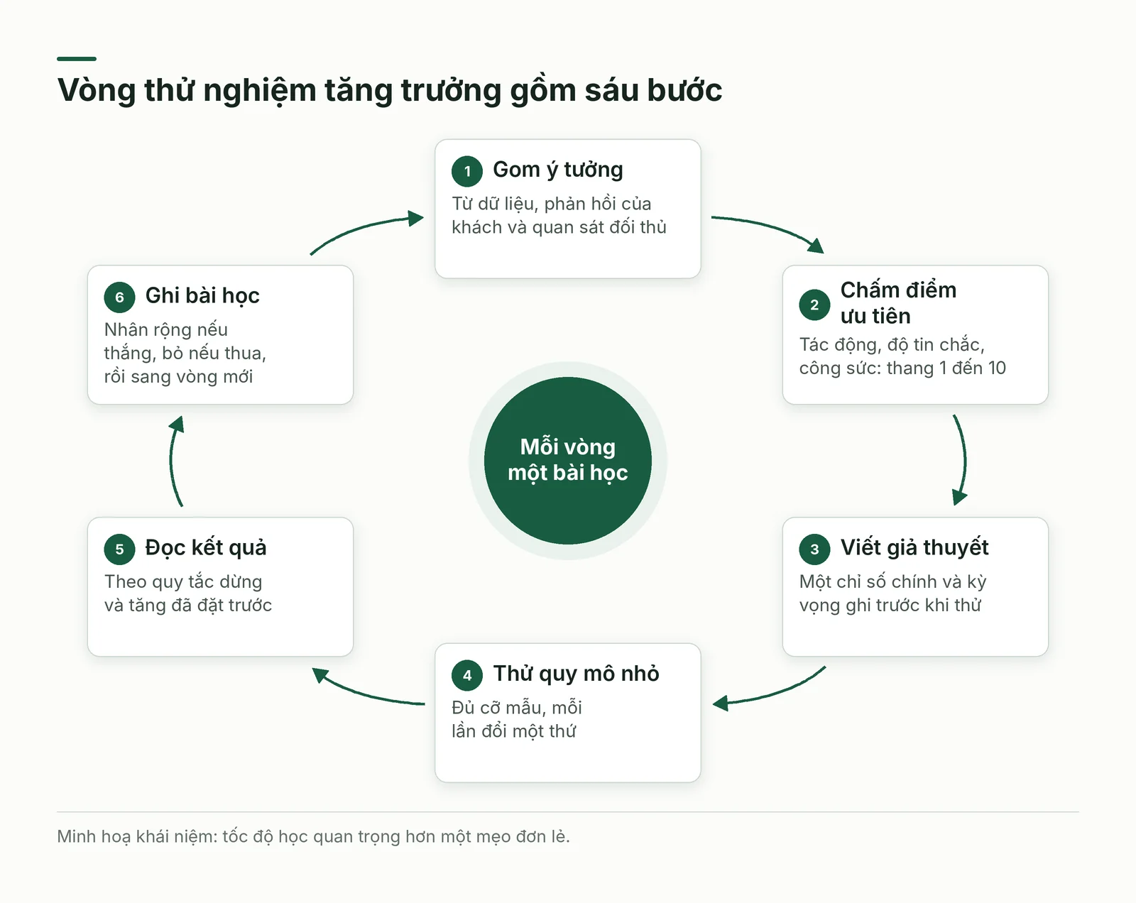 Vòng thử nghiệm tăng trưởng gồm sáu bước