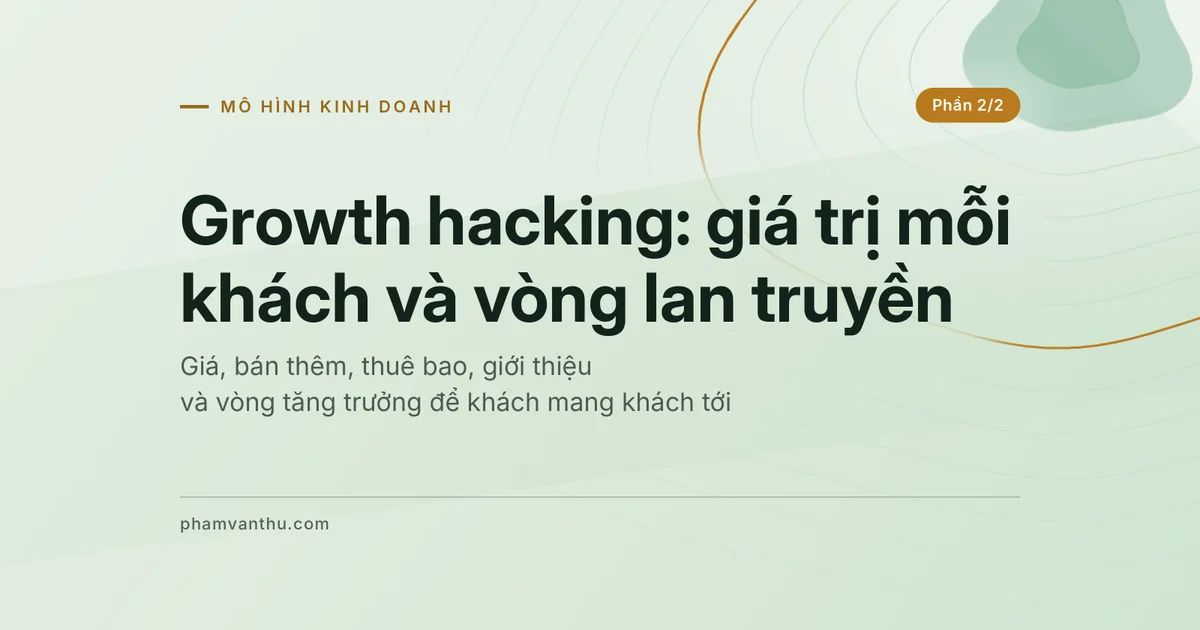 Ảnh bìa bài Growth hacking phần 2: nâng giá trị mỗi khách bằng giá, bán thêm, thuê bao rồi để khách mang khách tới