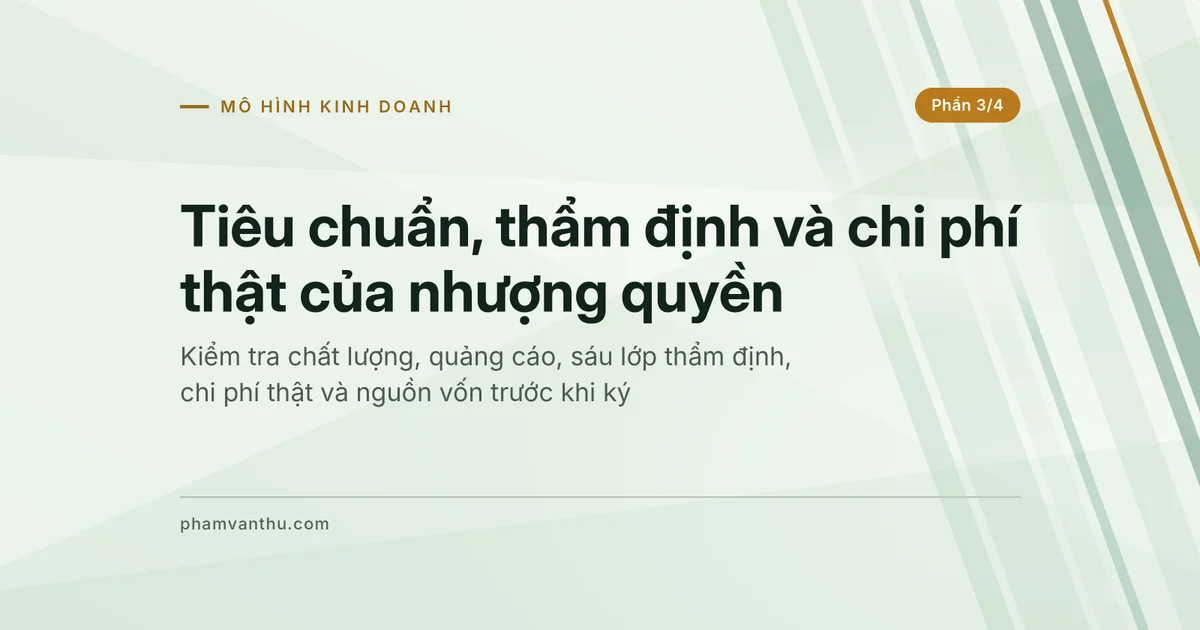 Ảnh đại diện phần 3 của loạt bài về nhượng quyền: tiêu chuẩn, thẩm định và chi phí thật