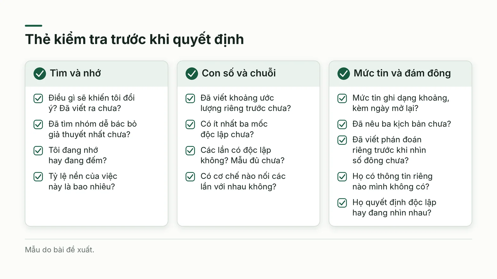 Thẻ kiểm tra trước khi quyết định